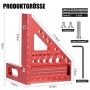 Regla de ángulo recto multifuncional 3D, transportador de ángulo de aleación de aluminio de alta precisión de 22,5-90°, regla