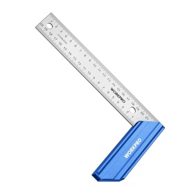 WORKPRO Escuadra para Carpintería con Mango de Aluminio, Precisión Cuadrada 200mm para Uso Profesional de Carpintería y Regla de