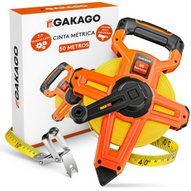 Gakago Cinta Métrica 50m - Enrollable de 3 Pliegues Con Palanca de Plegado - Mango Ergonómico y Antideslizante - Rollo Con Punta