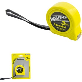 WOLFPACK LINEA PROFESIONAL 2300514 Flexometro Sin Freno 3 Metros/Ancho Cinta 16 mm, Multicolor, único