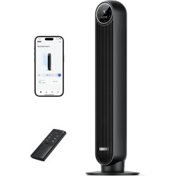 Dreo 20dB Ventilador de Pie Silencioso, Ventiladores de Torre con Velocidad de 7,6 m/s, 4 Velocidades, Rotación de 90°,
