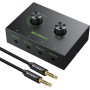 LiNKFOR Conmutador de Audio Estéreo de 3,5mm 2(1)-In-1(2)-out Switcher de Audio Estéreo Bidireccional 2 Entradas 1 Salida/1