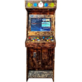 SAN-J Arcade - Máquina Recreativa Arcade Grande de Madera, Color Quemado Hecha a Mano, 3000 Videojuegos Clásicos, Pantalla de 22