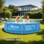 tectake® Piscina Redonda Desmontable, Estructura Acero, Piscina con Depuradora, Resistente al Exterior, Piscina Grande Incluye
