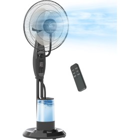 HOMCOM Nebulizer Fan Standing Fan with Oscillating Water 75 W Timer Tank 3.2L Remote Control 3 Speeds 3 Blades and LED Display