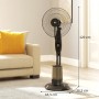 HOMCOM Nebulizer Fan Standing Fan with Oscillating Water 75 W Timer Tank 3.2L Remote Control 3 Speeds 3 Blades and LED Display