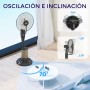 HOMCOM Nebulizer Fan Standing Fan with Oscillating Water 75 W Timer Tank 3.2L Remote Control 3 Speeds 3 Blades and LED Display