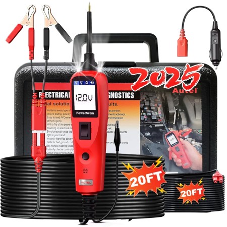Autel PowerScan PS100 Kit Sonda Circuito, Herramienta Diagnóstico Sistema Eléctrico 12V 24V,Lectura Resistencia Corriente CA/CC,