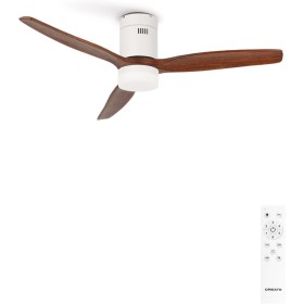 CREATE / WINDCALM/Ceiling fan with white light dark wood blades and control/40W, silent, Ø132 cm, 6 speeds, 3 light