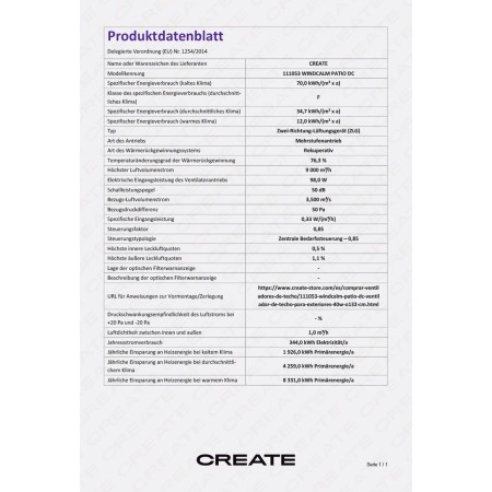 CREATE / WINDCALM/Ceiling fan with white light with remote control/40W, silent, Ø132 cm, 6 speeds, 3 light temperatures, timer,