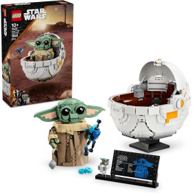 LEGO Star Wars 75403 Grogu con Aerocuna, Figura Articulada de Baby Yoda de Juguete y Minifigura, Decoración de Habitación