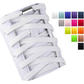 Olukssck 2 Pares Cordones Elásticos Sin Nudo con Hebilla Metal | Cordones de Zapatos de Deporte | Cordones Elásticos Zapatos