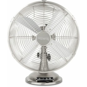 H.Koenig JOE48 Electric Table Fan Silent Metal Design, 3 Speeds, Fixed or 90° Oscillation, Vertical Adjustment, Non-Slip Feet
