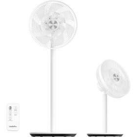 LeaderPro Standing Fan, 12.8dB DC 2 in 1 Desktop Fan, Adjustable Height 61-95 cm, Diameter 34 cm, 8 Speeds with Remote Control