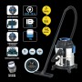 Bikain Multifunción 3 en 1 Aspiradora de Ceniza, Polvo y Líquido, 1200 W, 15 Liters, Acero Inoxidable, Plateado