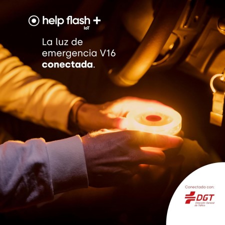 help flash IoT + Luz de Emergencia V16 con Geolocalización Pack 2 uds, Exigible en 2026, Conectada con DGT 3.0, Señal V-16,