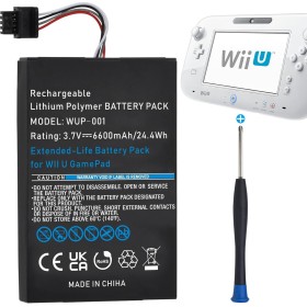 Uwayor Batería de repuesto WUP-001 para Wii U Gamepad, 6600 mAh, 3,7 V, alta capacidad, con destornillador