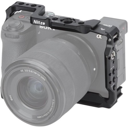 Nitze A6700 Cage, Jaula para Sony Alpha 6700 Cámara con Abrazadera para Cold Shoe Incorporado, NATO Rail y Placa de Liberación