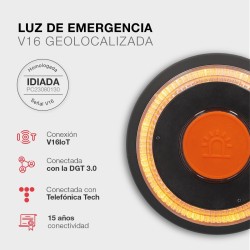 PMK GRUPO Luz Emergencia Coche Homologado DGT con Geolocalización | Luz avería coche [Visibilidad 1 Km] Baliza V16 con GPS y