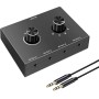 Tiamu Conmutador de audio de 3,5 mm, interruptor de audio de 4 puertos, interruptor de audio AUX estéreo, 4 entradas, 1 salida/1