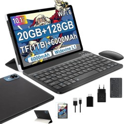 fezawio Tablet 10 Pulgadas Android 14, 20GB RAM + 128GB ROM (TF 1TB), Octa-Core, Tablet con Teclado y Raton -Verde