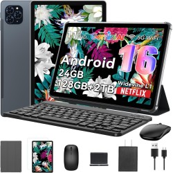Tableta 2025 Primera Tablet Android 16 del Mundo con Gemini AI, 11 Pulgadas FHD Pantalla, 24GB RAM, 128GB ROM/ 2 TB TF, Cámara