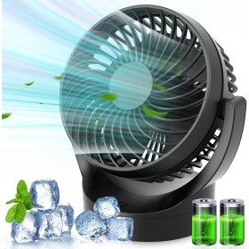 Tiazhan USB Fan, 3000mAh Portable Fan 5 Speeds Rechargeable Portable Fan Lasts 4-10hrs, Quiet, for Bedroom, Office, Library,