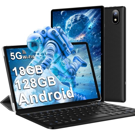 DMOAO Tablet 10 Pulgadas Android 14 con 5G Wi-Fi 6, FHD Tablet con 18 GB RAM + 128 GB ROM (Ampliable a 1TB), Widevine L1, 8