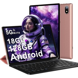 DMOAO Tablet 10 Pulgadas Android 14 con 5G Wi-Fi 6, FHD Tablet con 18 GB RAM + 128 GB ROM (Ampliable a 1TB), Widevine L1, 8
