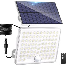kolpop 2 Paquete Focos LED Exterior Solares,Focos LED Solares Sensor de Movimiento con Mando a Distancia,IP65 Impermeable Luz