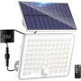 kolpop 2 Paquete Focos LED Exterior Solares,Focos LED Solares Sensor de Movimiento con Mando a Distancia,IP65 Impermeable Luz