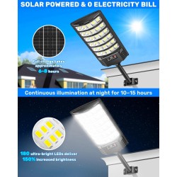 LEKIA Farola Solares Exterior Potente 7000K, Luz Solar Exterior con Sensor Movimiento y Mando Distancia, Focos LED Solar