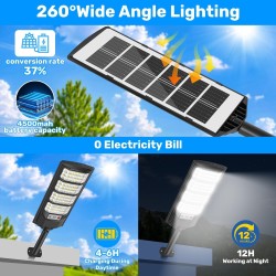 PEAKRO Farolas Solares Exterior, 600W Potente Focos LED Solar con Mando a Distancia, Sensor de Movimiento, IP66 Impermeable