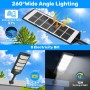 PEAKRO Farolas Solares Exterior, 600W Potente Focos LED Solar con Mando a Distancia, Sensor de Movimiento, IP66 Impermeable