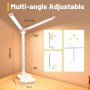 Morotty Lámpara de Escritorio,Lámpara de Mesa Led con Cabezales Dobles,5 Modos de Color,10 Brillos,Control Táctil,Luz de