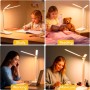 Morotty Lámpara de Escritorio,Lámpara de Mesa Led con Cabezales Dobles,5 Modos de Color,10 Brillos,Control Táctil,Luz de