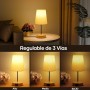 Suright Lámparas de Mesita de Noche Táctil con Puertos de Carga USB A+C, Lámpara de Noche Regulable con 3 Niveles de Brillo,