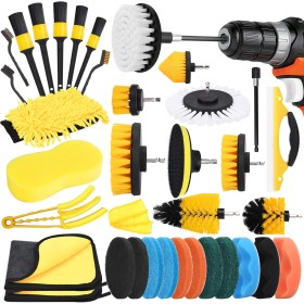 IGUGI Cepillo para Taladro Eléctrico,Kit Limpieza Coche,Juego de 36 Piezas Cepillo de Taladro,Cepillo Taladro Limpieza Kit
