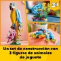 LEGO Creator 3 en 1 Loro Exótico, Pez o Rana, Figuras de Animales de Juguete para Construir, Regalo para Niños y Niñas de 7 Años