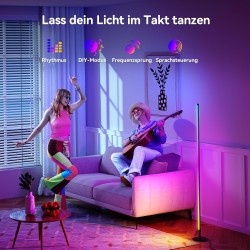 Lámpara de Pie LED Regulable RGB para sala de estar, 160 cm, con control por aplicación y mando a distancia, 16 millones de Lámpara de Pie LED Regulable RGB para sala de estar, 160 cm, con control por aplicación y mando a distancia, 16 millones de