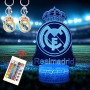 Madrid Lámpara 3D Regalos + 2 Llaveros del Madrid con Pelota | Lámpara Fútbol del Madrid con 16 Iluminaciones diferentes con