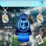 Madrid Lámpara 3D Regalos + 2 Llaveros del Madrid con Pelota | Lámpara Fútbol del Madrid con 16 Iluminaciones diferentes con