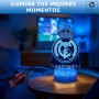 Madrid Lámpara 3D Regalos + 2 Llaveros del Madrid con Pelota | Lámpara Fútbol del Madrid con 16 Iluminaciones diferentes con