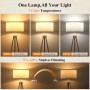 Lámpara de Pie Trípode LED Regulable Con Separadores de Almacenaje - 12W Lampara de Pie Madera con Mando & Bombilla E27, Luz