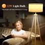Lámpara de Pie Trípode LED Regulable Con Separadores de Almacenaje - 12W Lampara de Pie Madera con Mando & Bombilla E27, Luz