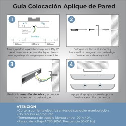 LED ATOMANT Aplique de Pared LED Blanco 41CM 7W, Exterior e Interior, Blanco Calido (3000K), Diseño Moderno y Resistente, Uso en