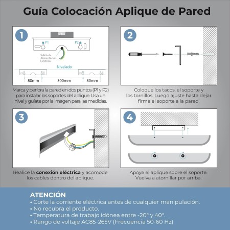 LED ATOMANT Aplique de Pared LED Blanco 41CM 7W, Exterior e Interior, Blanco Calido (3000K), Diseño Moderno y Resistente, Uso en