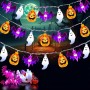Kiuiom 6M 40LED Guirlandes Lumineuses Halloween,LED Halloween Guirnalda Luces con Colgante de Murciélago Fantasma de Calabaza