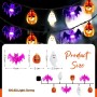 Kiuiom 6M 40LED Guirlandes Lumineuses Halloween,LED Halloween Guirnalda Luces con Colgante de Murciélago Fantasma de Calabaza
