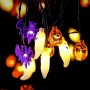 Kiuiom 6M 40LED Guirlandes Lumineuses Halloween,LED Halloween Guirnalda Luces con Colgante de Murciélago Fantasma de Calabaza